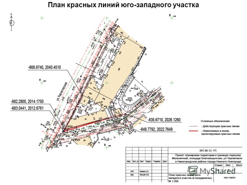 Документ о выносе на местность линий отступа от красных линий образец