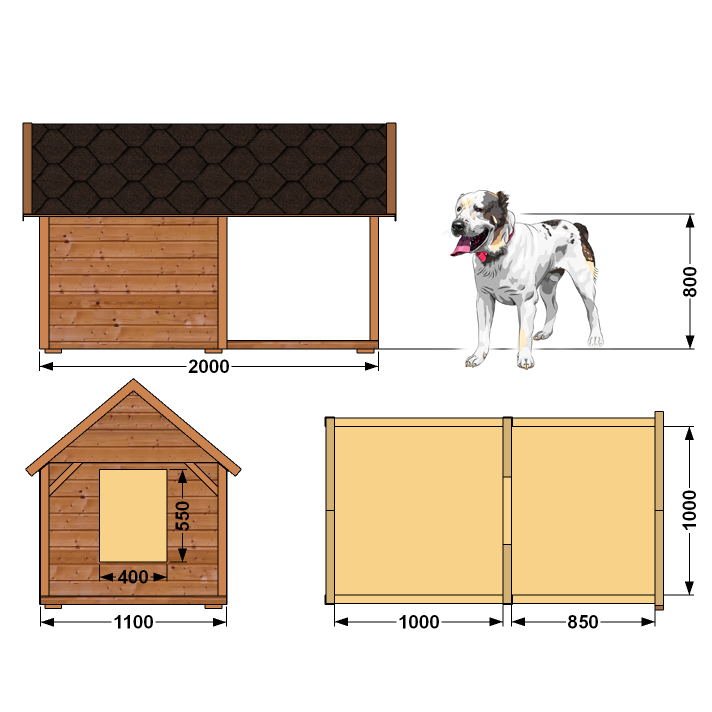 Размер будки для лабрадора чертеж с размерами