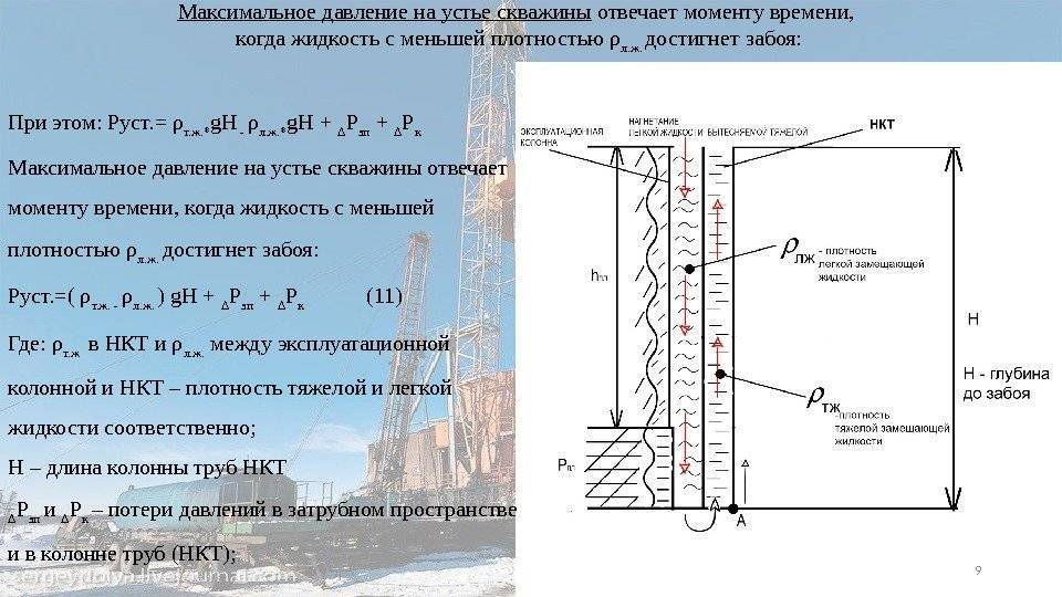 Расстояние между жидкостями. Расчёт устьевого давления скважины. Формула расчета устьевого давления. Формула устьевого давления в скважине. Давление на забое скважины формула.