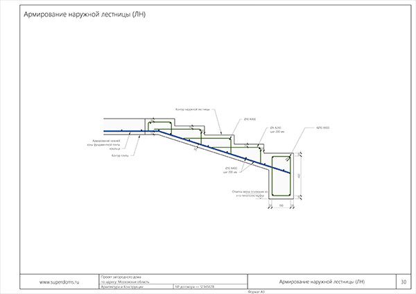 Армирование лестницы крыльца монолитной чертежи