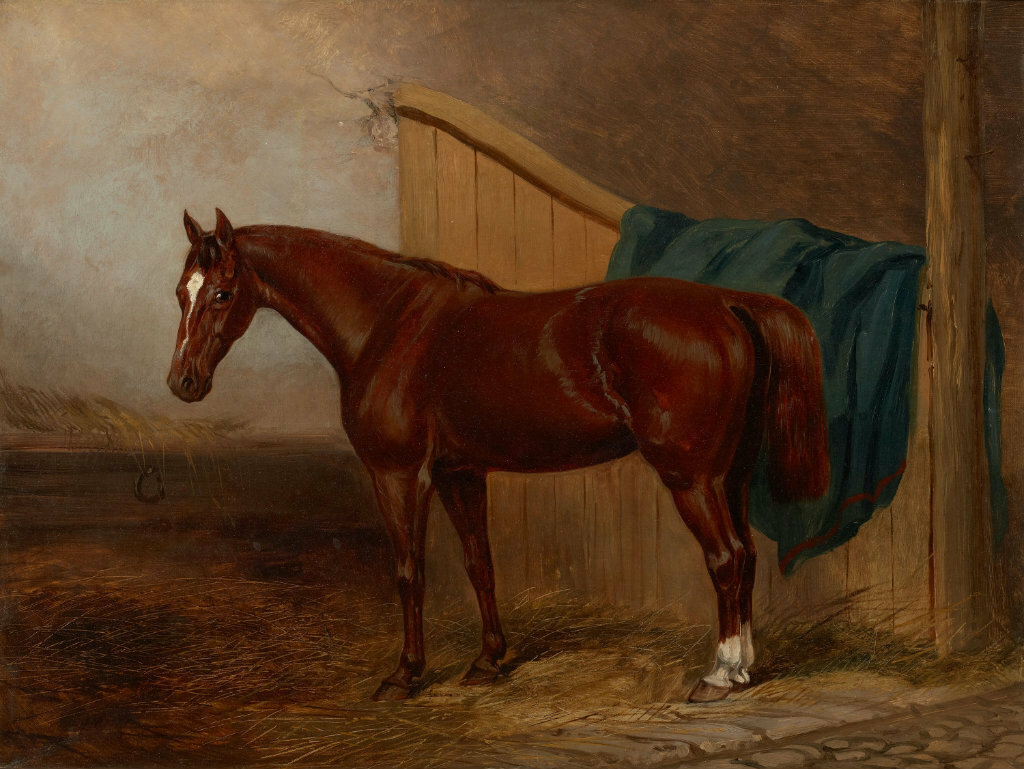 Лошадь в конюшне живописи