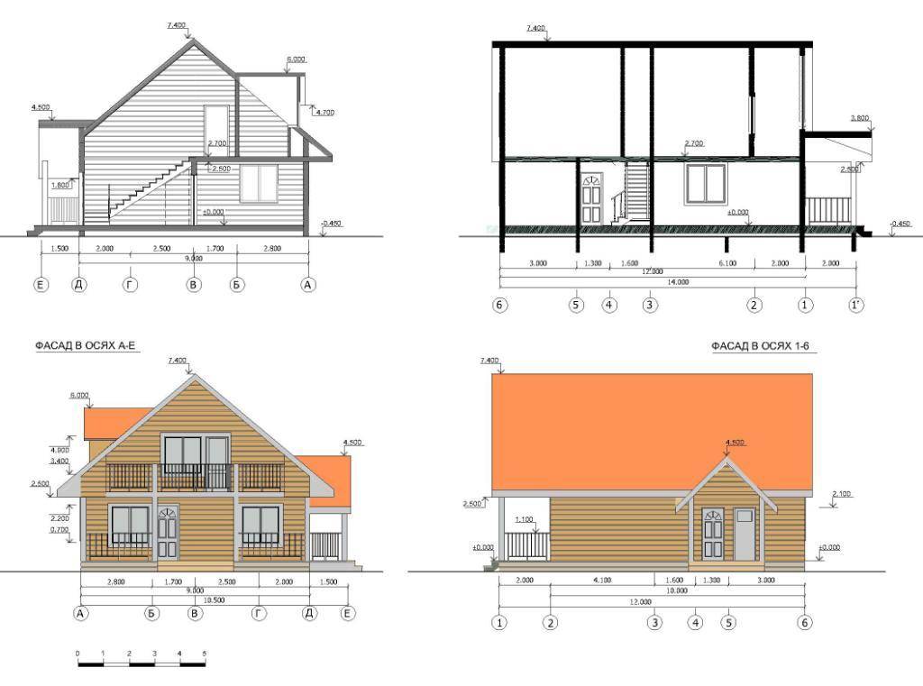 План дома фасад разрез и план
